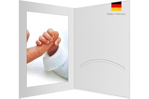 DAIBER GMBH CS Webkontor 5 Stk. Portraitmappe 13 x 18 cm mit Passepartout weiß - Platz für 2 Bilder. Fotomappe, aufklappbare Mappe, Bilderrahmen aus Pappe - Ideal für besondere Bilder (Geburt, Hochzeit, etc.)