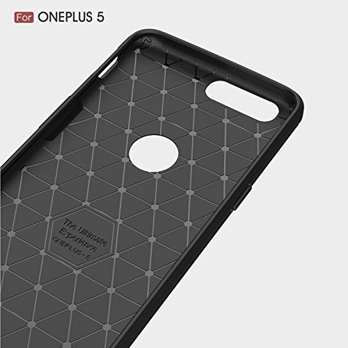 WindTeco OnePlus 5 Funda - Ultra Slim Ligero Fibra de Carbono Flexible TPU Suave Amortiguador de Parachoques Goma de Absorci  n Case Cover para OnePlus 5  2017 