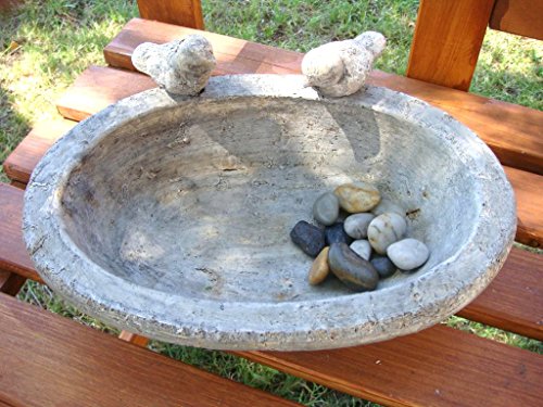 Vogeltränke aus Keramik oval Deko antik Optik Vogelbad Futter Station Futterstelle , ca. 30x20x7cm - 7
