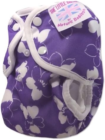 Pocket Nappy - Little Britain - British Made Cloth Nappy - Poppered (Purple Flowers)