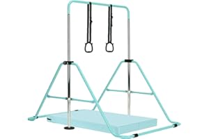 LN COZY CORNER Gymnastics Bar with Mat, Adjustable Kids Gymnastics Equipment for Home, Training Kip Bar with Non-Slip Base, 5 Height Levels 31.5-51.2", Gym Bars for Children, Easy Assembly Design
