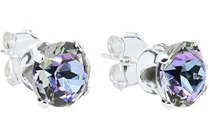 pewterhooter Sparkling Sterling silver stud earrings for Women. Gift box.