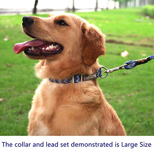 Helios-Outdoor-Durable-Safe-Adjustable-Patterned-Strong-Nylon-Rope-Dog-Leash-And-Collar-Set-Lead-With-Comfortable-Foamed-Handle-Great-For-Walking-Training-Hiking-Climbing