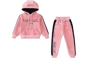 YFPICO Survêtement Fille Encapuchonné Ensemble de Sport Costume Jogging Sweatshirt et Pantalon Enfant Pull Hoodies Epais Tenue d'automne Hiver