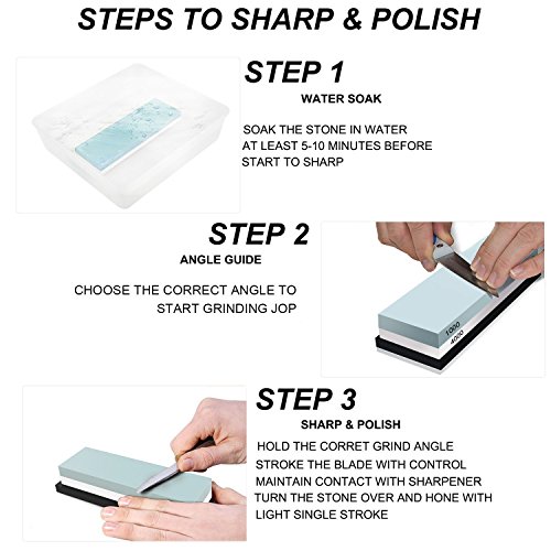 Natural Wetzstein 1000/4000 Doppelseitiger Schleifstein Schärft Schnell Abziehstein mit rutschfestem Silikonhalter (1000/4000) - 4