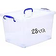 Selecto Besto Plastic Storage Box With Lid 28 LTR With Wheel Semi Clear | For Clothes, Toys, Books, Snacks, Shoes and Grocery Storage Box. (28 LTR)