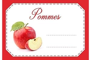 Lot d'étiquettes autocollantes pour confiture, faciles à décoller, adhésives, idéales pour l'étiquetage de vos pots de confitures et bocaux fait maison - Mon Bio Jardin (30x Pomme - A8)