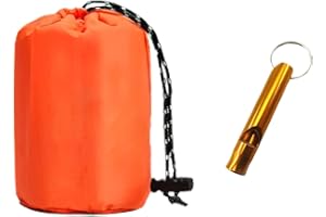 Benaewa Portable Survival Bag with Whistle, Emergency Bivvy Bag Waterproof Cold-Proof, Reusable Bivy Bags for Outdoor Camping, Hiking (Bright Orange)