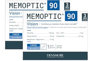 Densmore - Cure de 6 mois - MEMOPTIC - Complément Alimentaire Mémoire et Vision à base de Citicoline - Ginkgo biloba - Magnésium - Vitamine B5 - Zinc - 180 gélules - Fabriqué en France