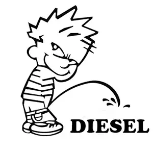 Onlinemart Funny Boy Peeing Diesel Universal Stickers for all Car (11.5x11.5 cm)