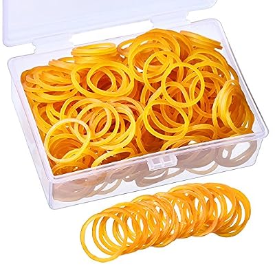 Outus 25 Pièces Bandes en Caoutchouc Minis Bandes Élastiques en Caoutchouc 28mm par 1.5mm avec Boîte de Rangement en Plastique Bureau Maison École Fournitures Scolaires