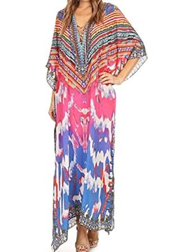 Sakkas Georgettina Flowy Strass V-Ausschnitt, langen Kaftan Kleid / Vertuschung