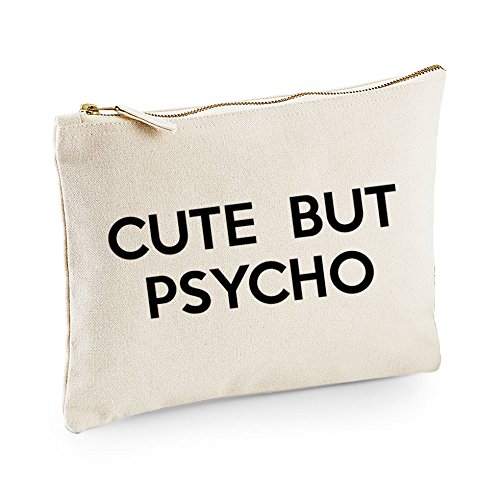 Cute But Psycho Make-Up Bag / Accessories Case (Small 11.5cm x 20cm, Cream/Natural)