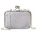 Produktbild Wafly Clutch Glitzer Silber, Leder Kettentasche Handtasche Abendtasche Damen Crossbody Tasche Umhängetasche für Valentinstag Party Hochzeit Mädchen, Telefon bis zu 5.1’’