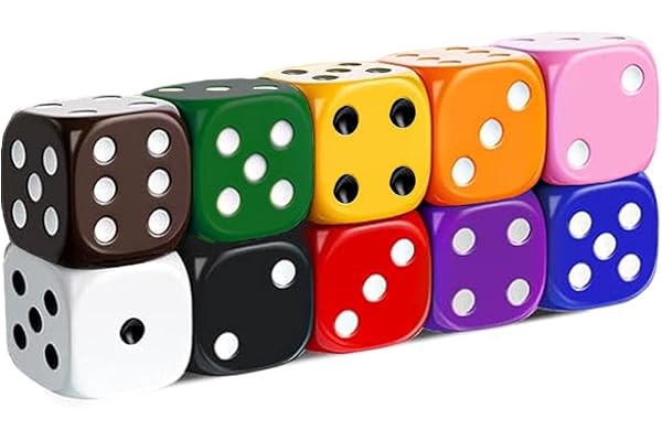 10X Dés Jeu Colorés 16mm – Dés de 6 Faces en Acrylique pour Jeux de Société, Accessoires, Tapis de Jeu