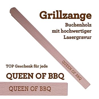Grillzange Aus Holz Mit Hochwertiger Gravur Queen Of Bbq
