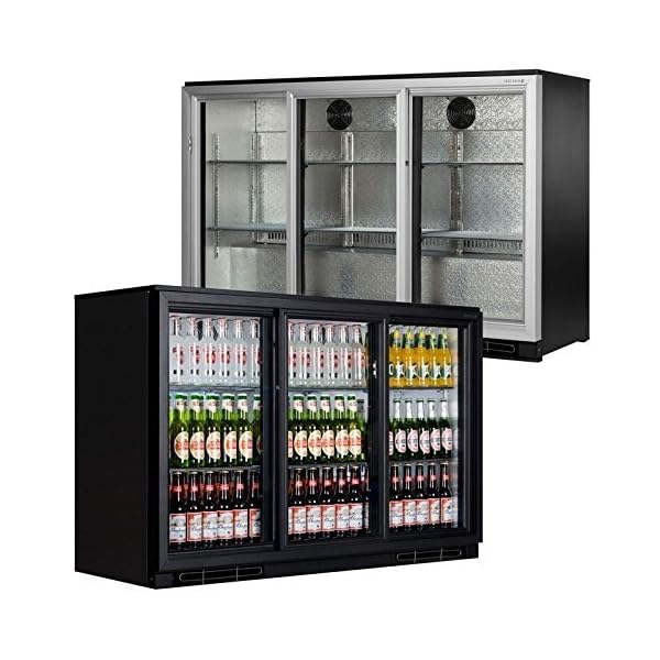 Tefcold BA30S Range Bar and Counter Display Chiller Chilled Display with Silver Sliding Door 900(H)x1355(W)x520(D) 328 Litre 2 Per Door Shelves -2 Year Parts Warranty Included