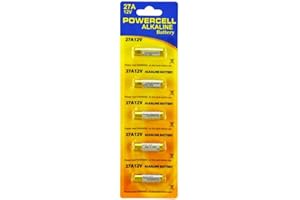 WALLMALL POWERCELL Batterie Alcaline 27A 12V Confezione da 5 Pile MN27 LR27 WE27A L828 V27GA GP27A per Telecomandi Cancello Sensori Antifurto Allarme Campanello