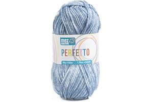 GENERICO Lana acrilica morbida Perfetto Mez Cucirini, filato per uncinetto, lavoro a maglia, tappeti e hobby creativi, gomitolo da 50gr, 133 metri (Azzurro denim P8353)
