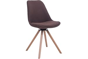 ‎CLP CLP Retrostuhl Troyes Rund Mit Stoffbezug Und Hochwertiger Polsterung I Drehbarer Stuhl Mit Schalensitz Und Massiven Holzbeinen, Farbe:braun, Gestell Farbe:Natura