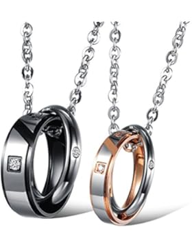 Jewow Schmuck Edelstahl Verliebte Paar Halskette Anhänger mit Gravur Versprechen für Sie und Ihn