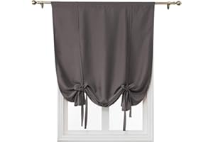 ele ELEOPTION Tenda Oscurante Semplice con Lacci, con Tasca per Asta, per Isolamento Termico, Oscurante, per Camera da Letto, Soggiorno, Cucina, Finestra Piccola, Poliestere (100x120cm, Grigio Scuro)