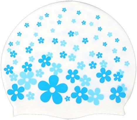 Cute Girl's Silicone Swimming Cap,Vioela Pretty Cartoon Florol Flower Waterproof PU Swimming Hat Swim Cap Ear Cover for Kids Children
