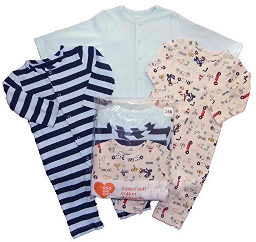 Baby Footless Sleepsuits Rompers Babygrows Boy and Girl Styles 0-3M To 12-18M (0-3 Months, Boy)
