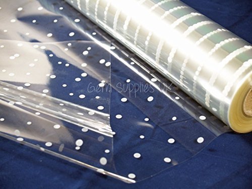 1 m x 80cm Punto Blanco Celofán (Plegado) florista Transparente Envoltura Cesta Flores / Ramo Regalo Envoltura (40 micras florista grado) de Gem