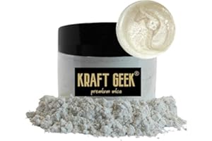 KRAFT GEEK Premium Pearl White Mica Powder 50g. Powder Dye for Epoxy Resin Pigment Natural Soap Colouring, Candle, Slime, Bath Bombs, Makeup, Nail, Fabric, Fabric dye, Wax Melts etc.