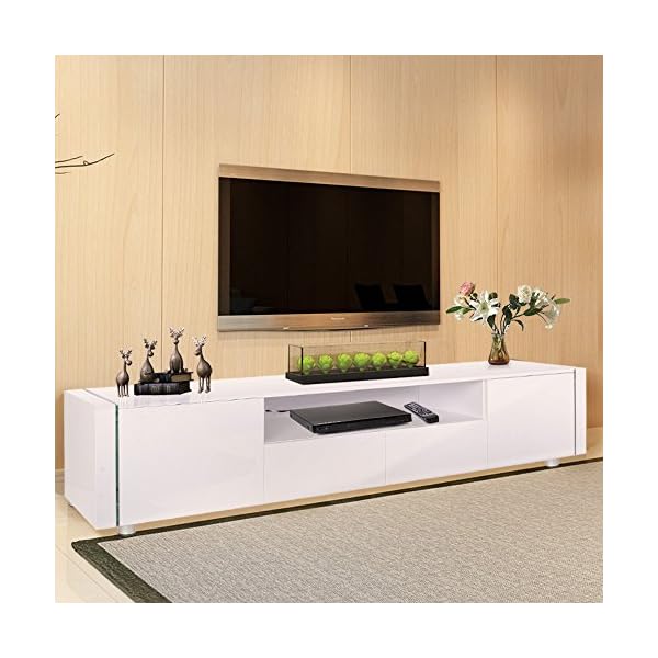 TV Cabinet, HST Mall Modern High Gloss White TV Unit Stand 205cm Free LED RGB Lights Home TV Furniture - Image 3