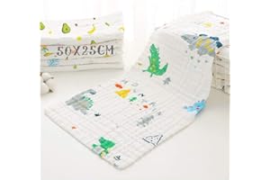 Caiery 4pz Mussole Neonato/Asciugamani da bagno per bambini, extra morbidi, in mussola di cotone organico naturale,per pelli sensibili,25cm*50cm