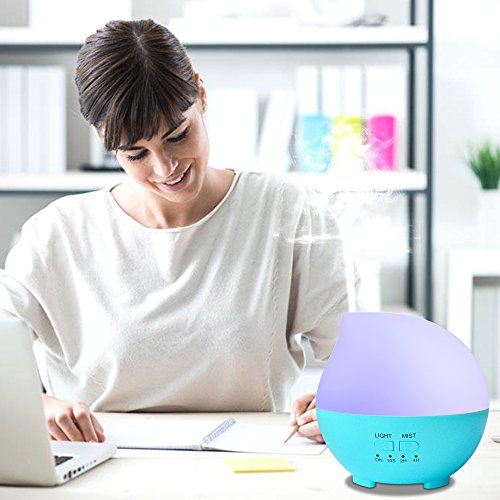 YCTA® 300ml Aroma Diffusor Luftbefeuchter Ultraschall mit 7 farben LED Farbwechsel Duftzerstäuber Humidifier Essential Oil Diffuser Purifier für Babies Kinder Haus Yoga Büro Spa (Blue) - 6