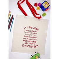 Baumwollbeutel für Erzieherinnen mit roten Henkeln