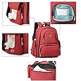 16 Taschen Baby Windel Tasche Organizer wasserabweisend Oxford Stoff Travel Rucksack mit Wickelunterlage und welkey kinderwagenhalter - 5