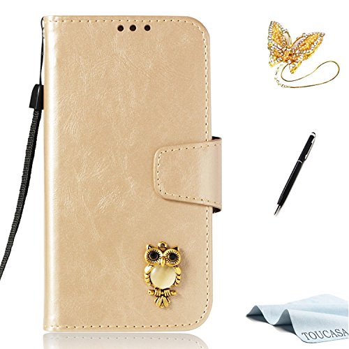 TOUCASA A8 2018 Handyhülle,A8 2018 Hülle, Brieftasche flip PU Leder etui Tasche 360 Grad Karte Halterung Kartenfächer extra Dünn Klapphülle Messing Bronze Schöne 3D Eule für Samsung A8 2018(Golden) TOUCASA A8 2018 Handyhülle,A8 2018 Hülle, Brieftasche flip PU Leder etui Tasche 360 Grad Karte Halterung Kartenfächer extra Dünn Klapphülle Messing Bronze Schöne 3D Eule für Samsung A8 2018(Golden)