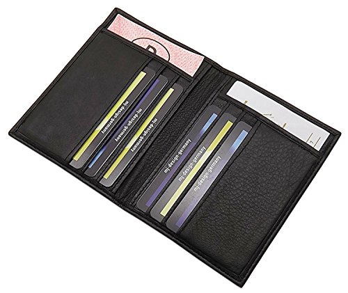 Porta carte d'identità e carte di credito pelle di vitello MJ-Design-Germany in 3 diversi colori (Nero)