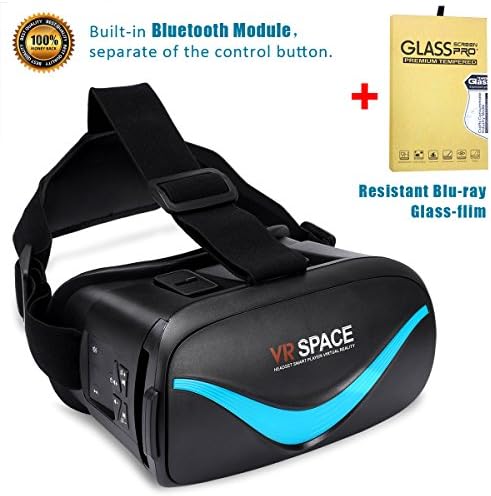 Aonokoy Inc Control 3D VR Glasses Virtual Reality Headset VR Box 3d Goggles Video Movie Glass with Resistant Blu-ray Glass-film for iPhone Samsung 3.5"-6.0" Screens Smartphones