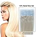 Fabwigs Tape In Human Hair Extensions - 16 18 20 22 24 Inch 20pcs 30g-70g Set - Silky Straight Skin Weft Human Remy Hair (16 Inch #60 Platinum Blonde)