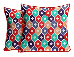 DreamVio Jute Exclusive Decorative Throw/Pillow Covers, Cushion Covers for Living Room, Bed Room, Sofa,Chairs Pack/Set of 2 (Multicolour, Size 16 x 16 Inches)