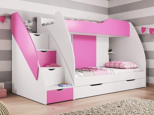 VIKA Kids Bunk bed set MARTIN with mattresses Express delivery available (Pink)