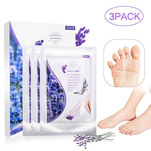 3 Pairs Masque Pied Peel, MEOWMEE Exfoliating Foot Mask pour Soft Tender Feet Démaquillant Exfoliant Peeling Off Peau Morte et Hydratant Réparateur Traitement