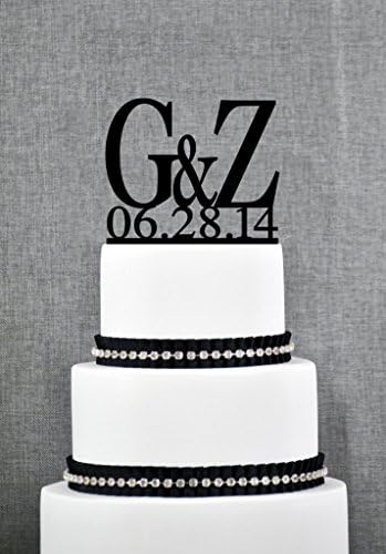 Two Initials Wedding Cake Toppers with Date Initial Monogram Cake Topper Perfect Engagement Gift Unique Personalized Cake Toppers