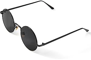 ODDMART Round Sunglasses Mens Womens, Polarised Lens Tinted Sun Glasses UV400 Protection Classic Hippie Small Circle Retro Unisex Men Hippy Glasses Metal Gold Frame