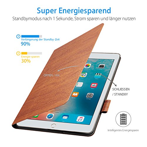 AUAUA iPad Pro 9.7 Hülle, iPad Pro 9.7 PU Leder Tasche Schutzhülle Schal + Clear Schutzfolie(Gift) für Apple iPad Pro 9.7 Zoll Apple Tablet - 6