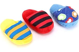 Zerodis Squeaky Plush Dog Toys 3 Pack, Cute Pet Plush Toys Slipper Shape Zapatillas para Masticar Perros para Perros Grandes y medianos Juguetes para Cachorros Squeak
