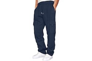 YINGZI Men's Fleece Jogging Bottoms UK Sale Casual Thermals Trousers Winter Warm Joggers Pants Jogging Tracksuit Bottoms Mens Drawstring Bottoms Pants Fleece Cargo Baggy Joggers Sweatpants with Multi Pockets