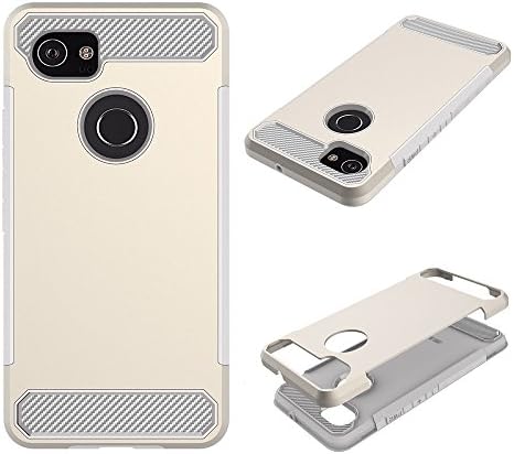 Case for Google Pixel 2 XL LANVY 2 in 1 Hybrid PC + TPU Cover Case Shockproof Silicone Frame Drop-Protection Bumper Cover Anti-Scratch Grip Case For Google Pixel 2 XL - Gold