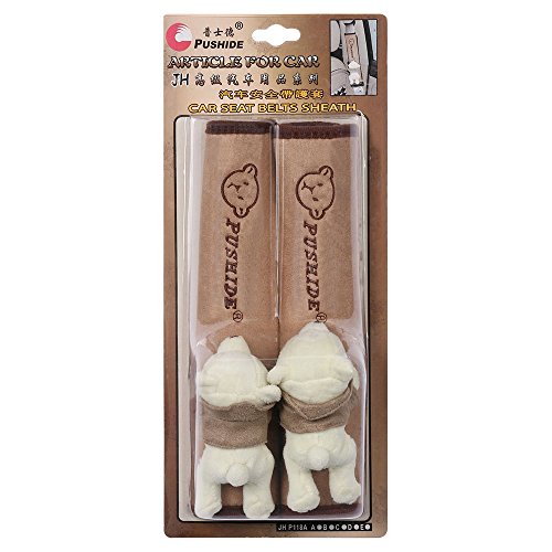 Frenshion 1 Pair Komfortable Schulter Auto-Sicherheitsgurt-Kissen Seat Belt Covers Chestnut - 5