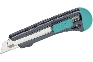 wolfcraft Brytbladskniv 18 mm med Autolås - Cutter Kniv | Metallstyrning, ergonomiskt grepp, bladmagasin med reservblad – tillverkad i Europa - 4146000